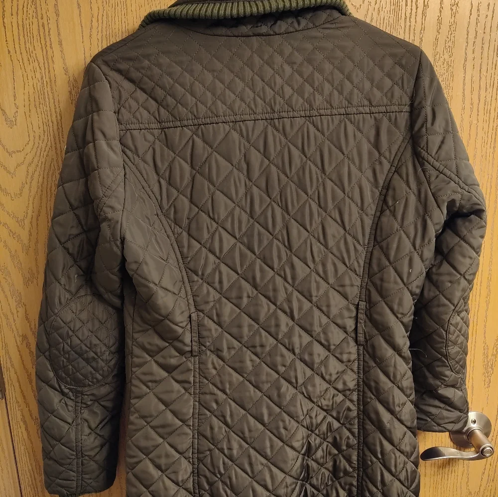 Quilted Long Puffer Jacket in Olive - Picture 6 of 6